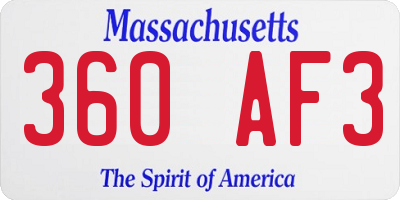 MA license plate 360AF3