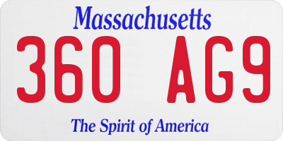 MA license plate 360AG9