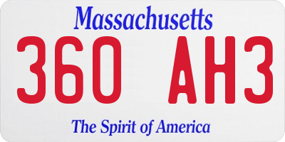 MA license plate 360AH3