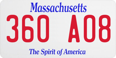 MA license plate 360AO8