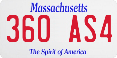 MA license plate 360AS4