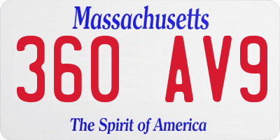 MA license plate 360AV9