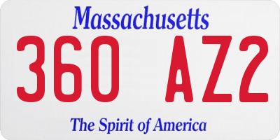 MA license plate 360AZ2