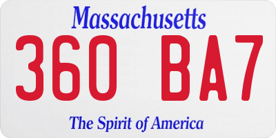 MA license plate 360BA7