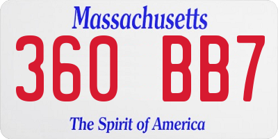 MA license plate 360BB7