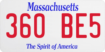 MA license plate 360BE5
