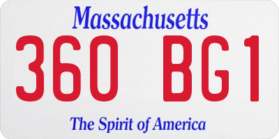 MA license plate 360BG1