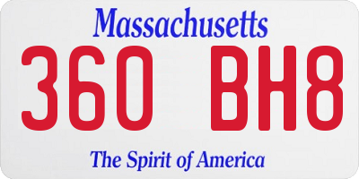 MA license plate 360BH8