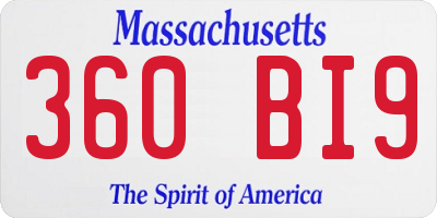 MA license plate 360BI9