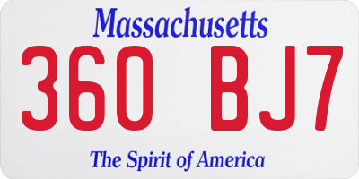 MA license plate 360BJ7