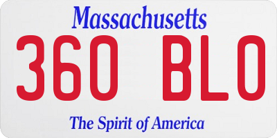 MA license plate 360BL0