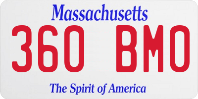 MA license plate 360BM0
