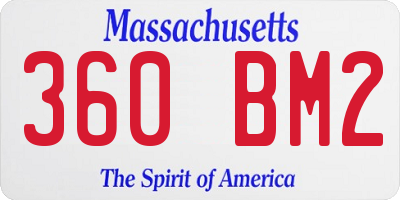 MA license plate 360BM2