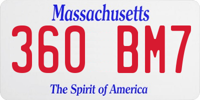 MA license plate 360BM7