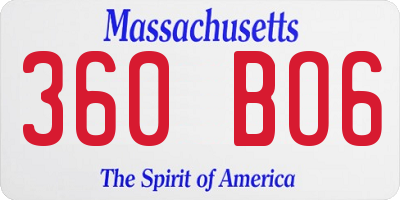 MA license plate 360BO6