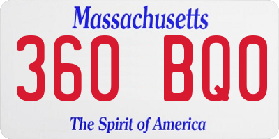 MA license plate 360BQ0