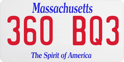 MA license plate 360BQ3