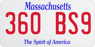 MA license plate 360BS9