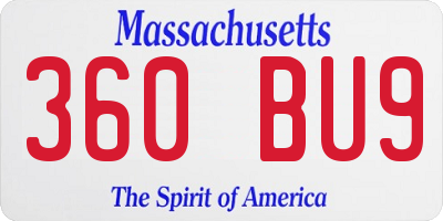 MA license plate 360BU9
