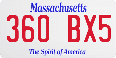 MA license plate 360BX5