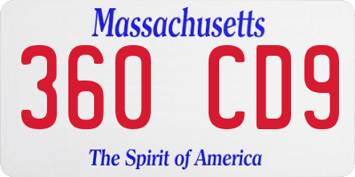 MA license plate 360CD9