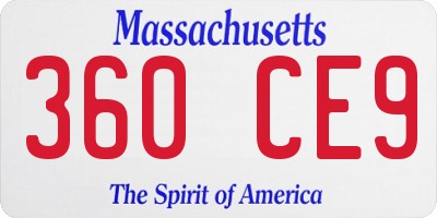MA license plate 360CE9
