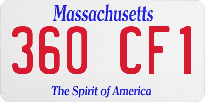 MA license plate 360CF1