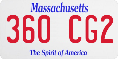 MA license plate 360CG2
