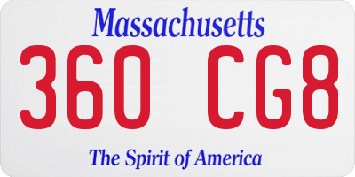 MA license plate 360CG8
