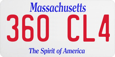 MA license plate 360CL4