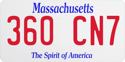 MA license plate 360CN7