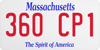 MA license plate 360CP1
