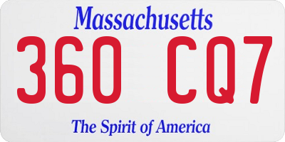 MA license plate 360CQ7