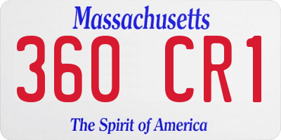MA license plate 360CR1