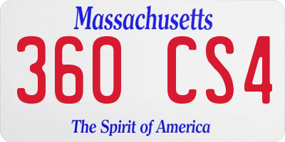 MA license plate 360CS4