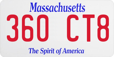 MA license plate 360CT8