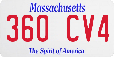 MA license plate 360CV4