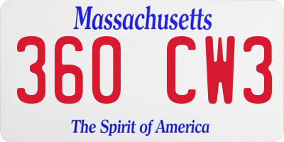 MA license plate 360CW3