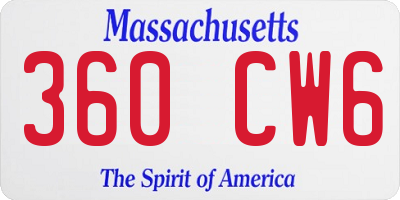 MA license plate 360CW6