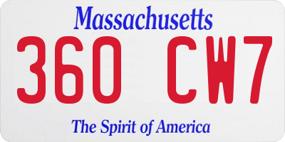 MA license plate 360CW7