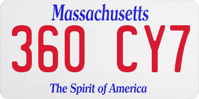 MA license plate 360CY7