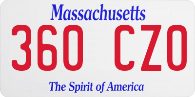 MA license plate 360CZ0