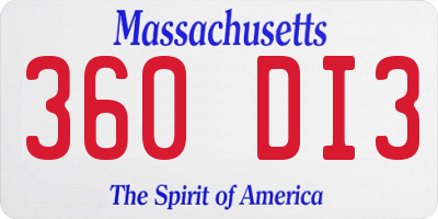 MA license plate 360DI3