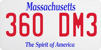 MA license plate 360DM3