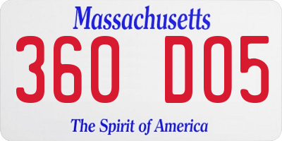 MA license plate 360DO5