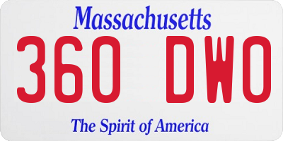 MA license plate 360DW0