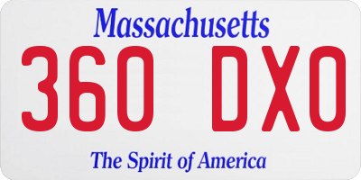 MA license plate 360DX0