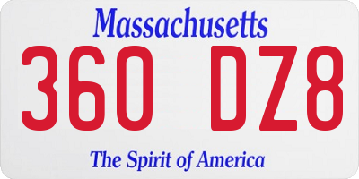 MA license plate 360DZ8