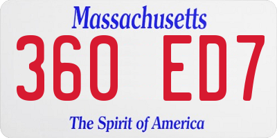 MA license plate 360ED7