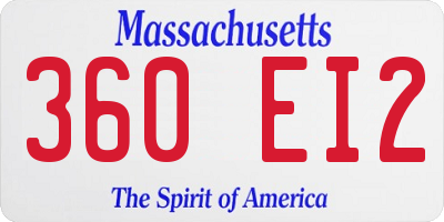 MA license plate 360EI2